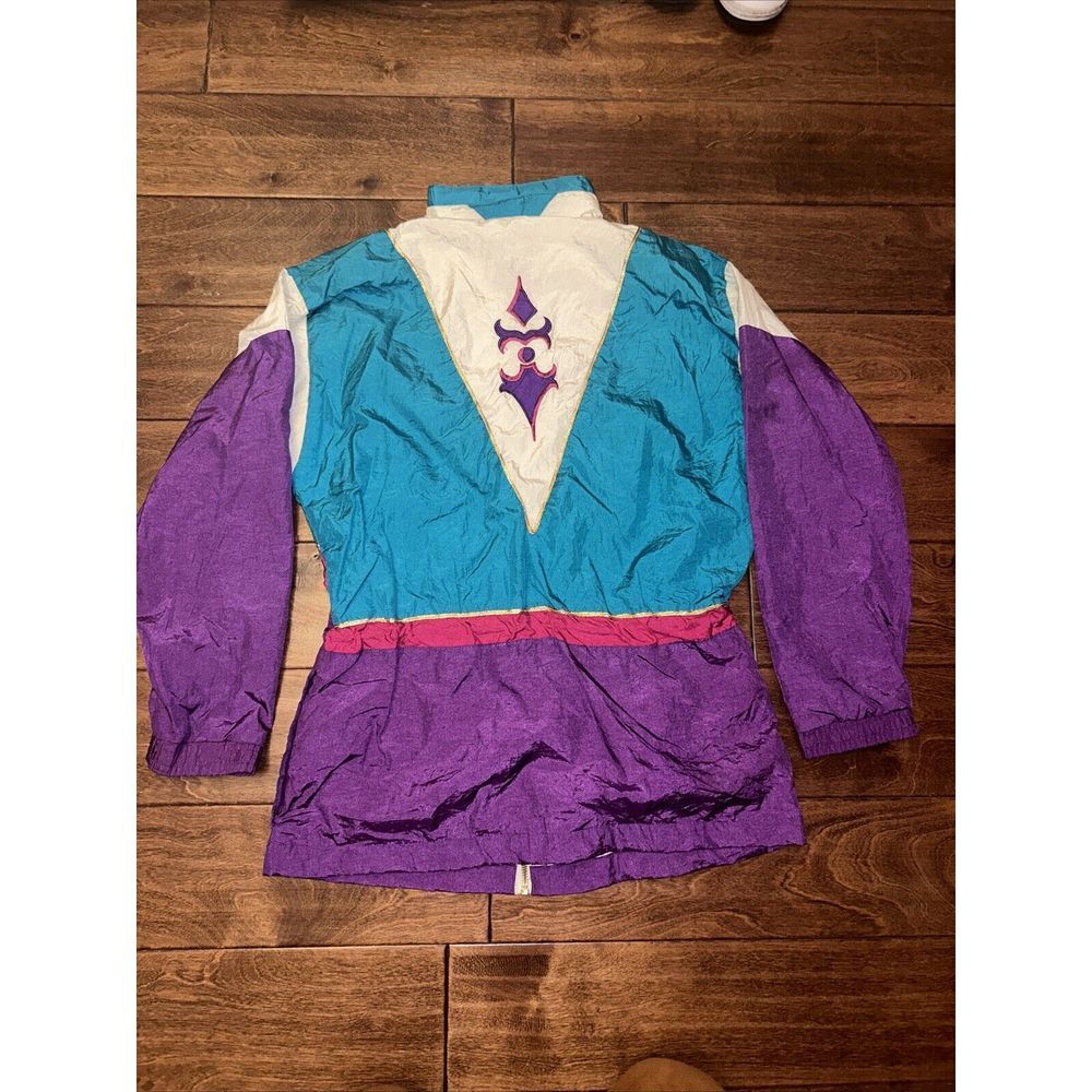 Vtg 80s Petite Sophisticate Nylon‎ Jacket Colorful Windbreaker Size Medium - Picture 2 of 8
